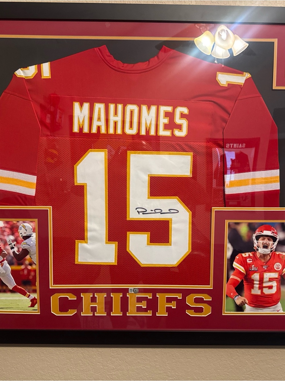 Framed Red Mahomes #15 Chiefs Jersey Wall Decor